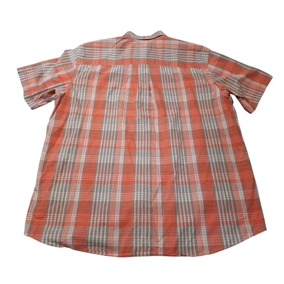 The Foundry Supply Co Shirt Mens 2XLT Orange Plaid Short Sleeve Button Up Casual - Picture 4 of 8